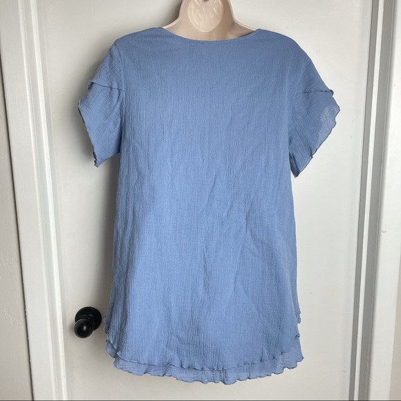 Soft Surroundings Jacinda Blue Top Small 100% Cotton - Picture 4 of 7